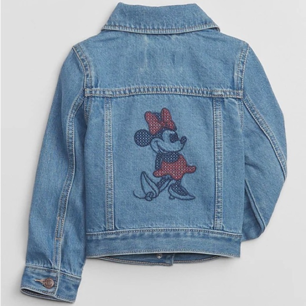 Gap Kids x Disney Minnie Mouse Denim Jacket XL (12) Embroidered Jean Jacket NWT